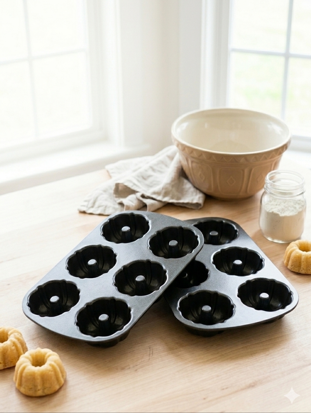 Nordic Ware Vintage Bundt-lette Pan Set of 2 Mini 6 Cup Mold Cast Aluminum